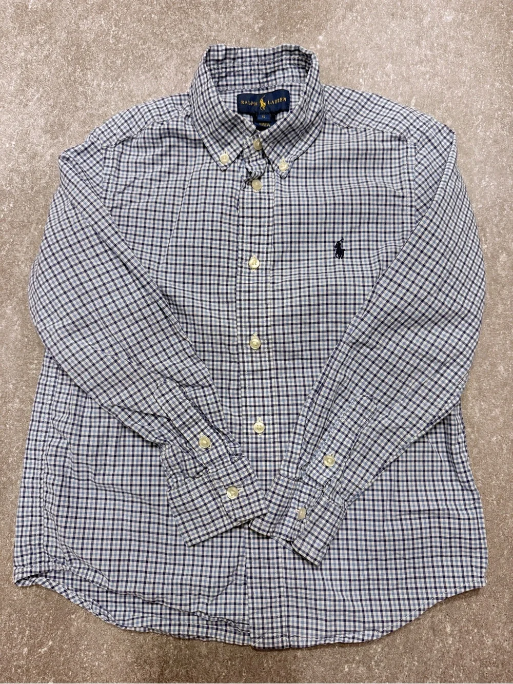 EUC Boys Ralph Lauren Blue Plaid Longsleeve Button Down Size 6